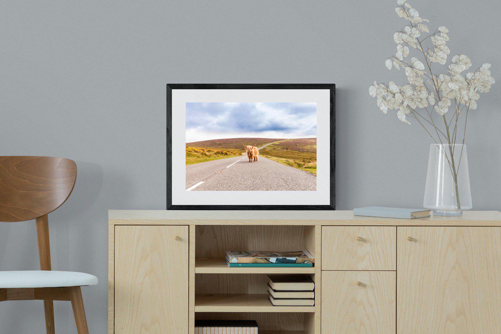 Scottish Highland Cow-Wall_Art-60 x 45cm-Framed Print-Black-Pixalot