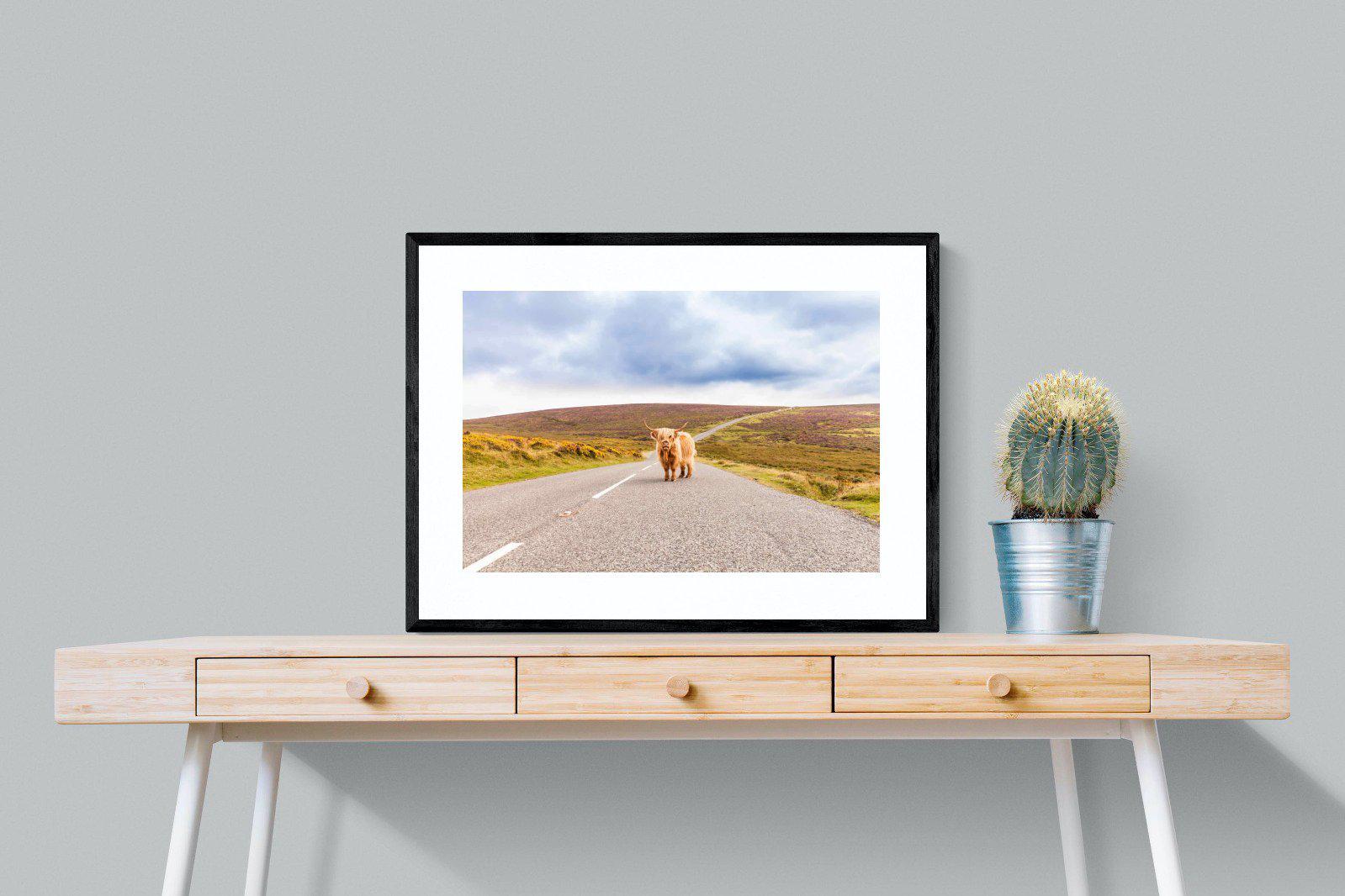 Scottish Highland Cow-Wall_Art-80 x 60cm-Framed Print-Black-Pixalot