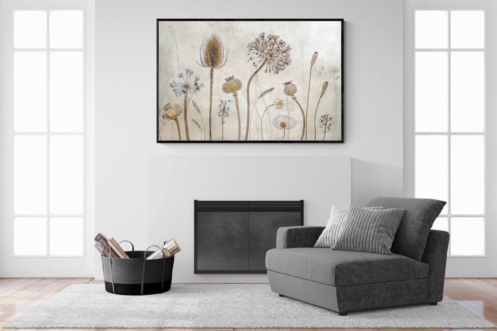 Seed Pods-Wall_Art-150 x 100cm-Mounted Canvas-Black-Pixalot