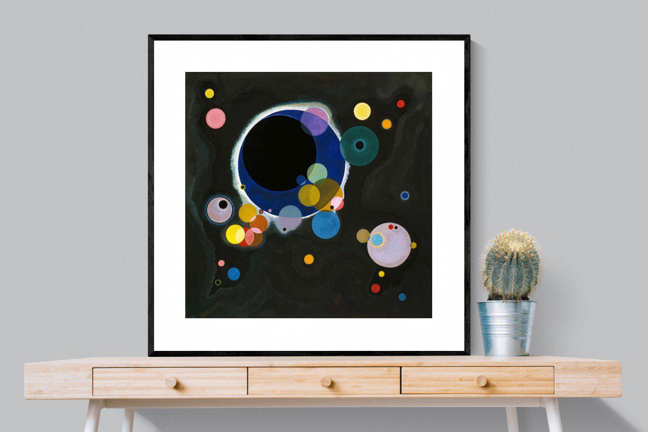 Several Circles-Wall_Art-100 x 100cm-Framed Print-Black-Pixalot