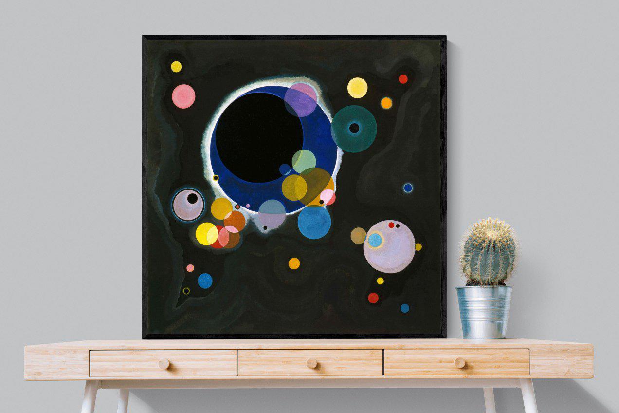 Several Circles-Wall_Art-100 x 100cm-Mounted Canvas-Black-Pixalot