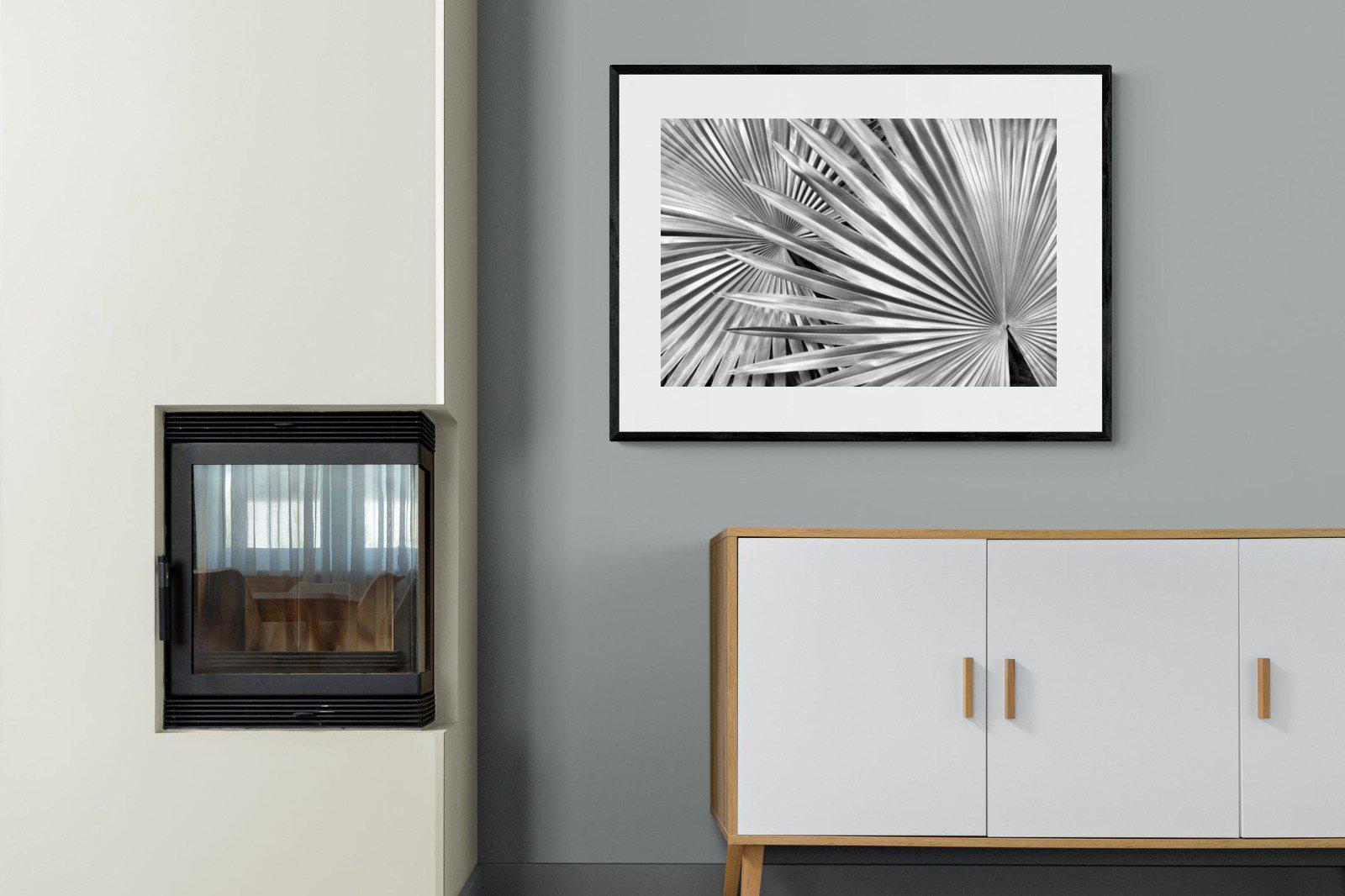 Silver Palm-Wall_Art-100 x 75cm-Framed Print-Black-Pixalot