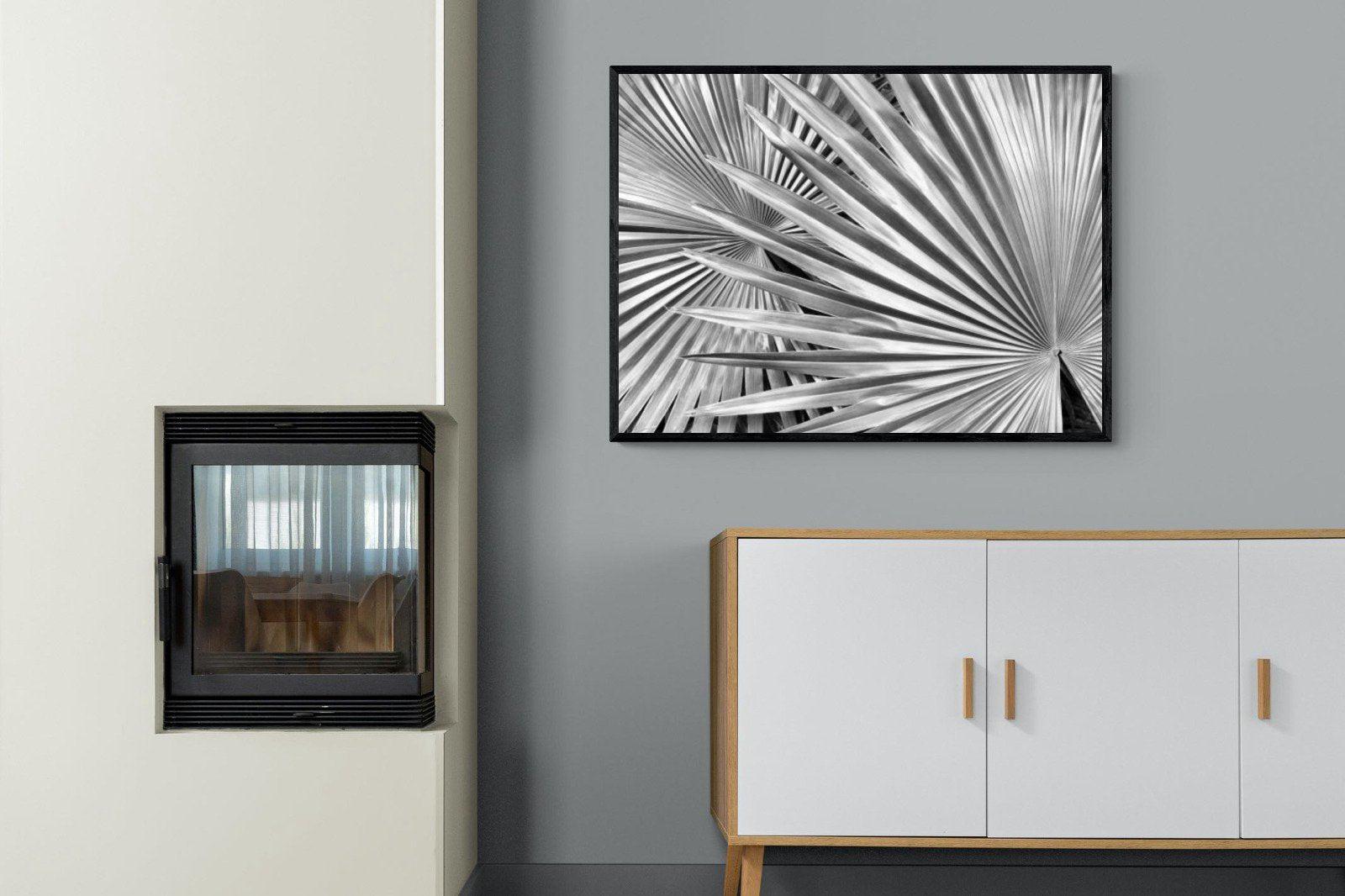 Silver Palm-Wall_Art-100 x 75cm-Mounted Canvas-Black-Pixalot