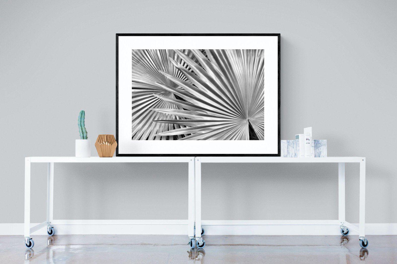 Silver Palm-Wall_Art-120 x 90cm-Framed Print-Black-Pixalot