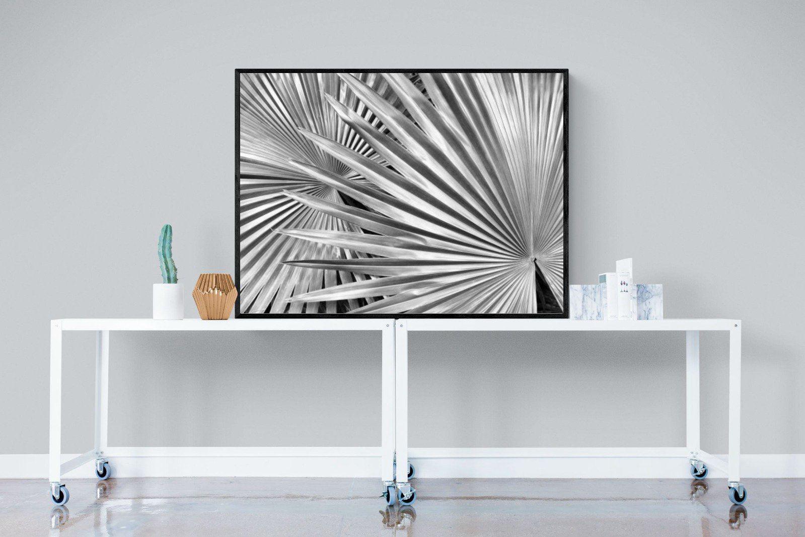 Silver Palm-Wall_Art-120 x 90cm-Mounted Canvas-Black-Pixalot