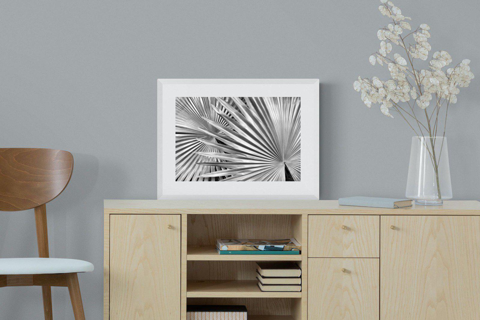 Silver Palm-Wall_Art-60 x 45cm-Framed Print-White-Pixalot