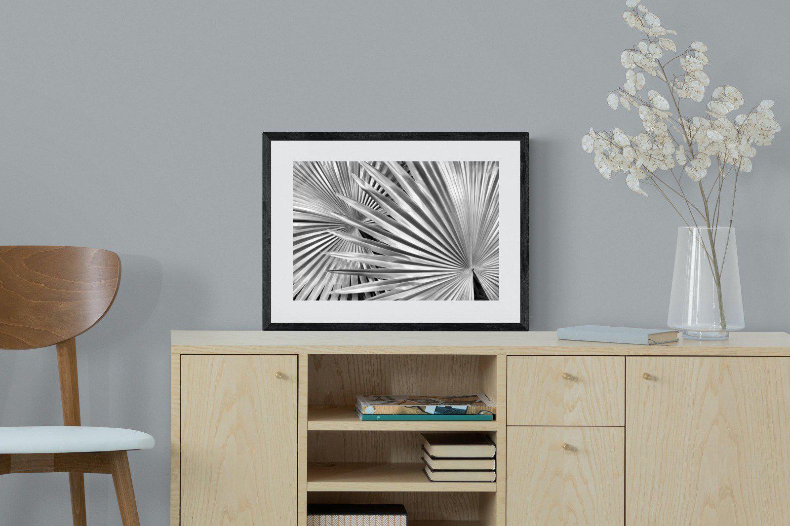 Silver Palm-Wall_Art-60 x 45cm-Framed Print-Black-Pixalot