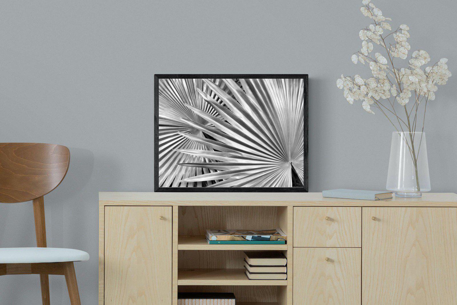 Silver Palm-Wall_Art-60 x 45cm-Mounted Canvas-Black-Pixalot