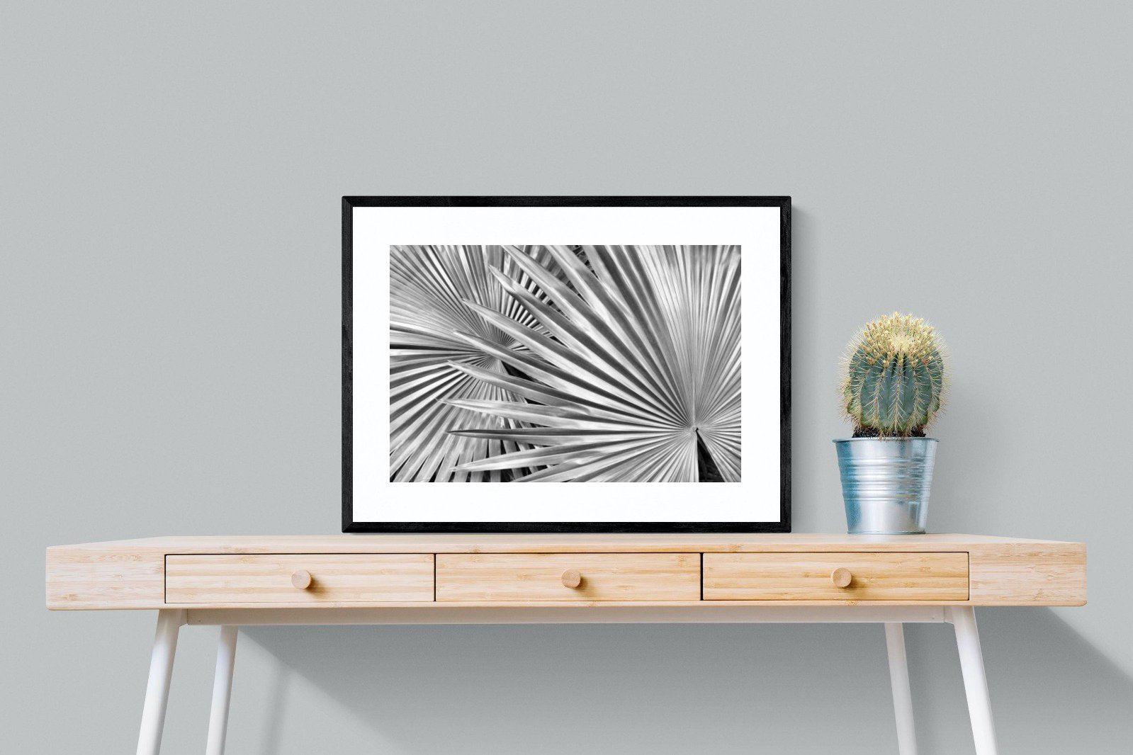 Silver Palm-Wall_Art-80 x 60cm-Framed Print-Black-Pixalot