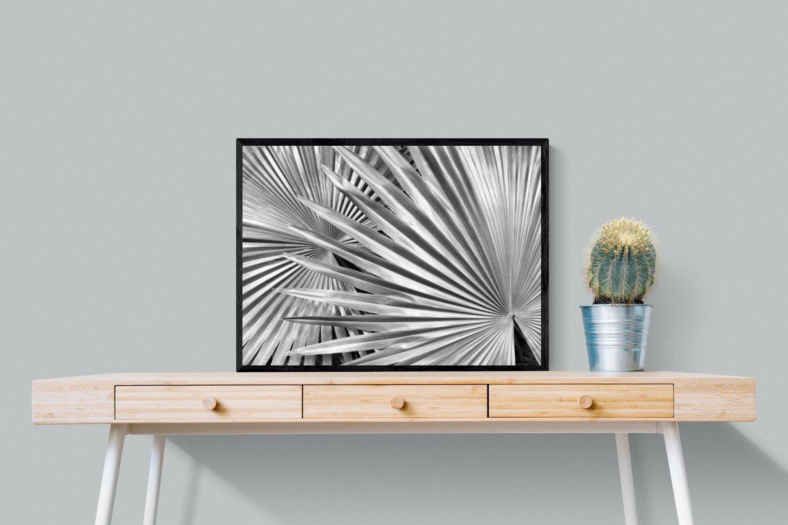 Silver Palm-Wall_Art-80 x 60cm-Mounted Canvas-Black-Pixalot