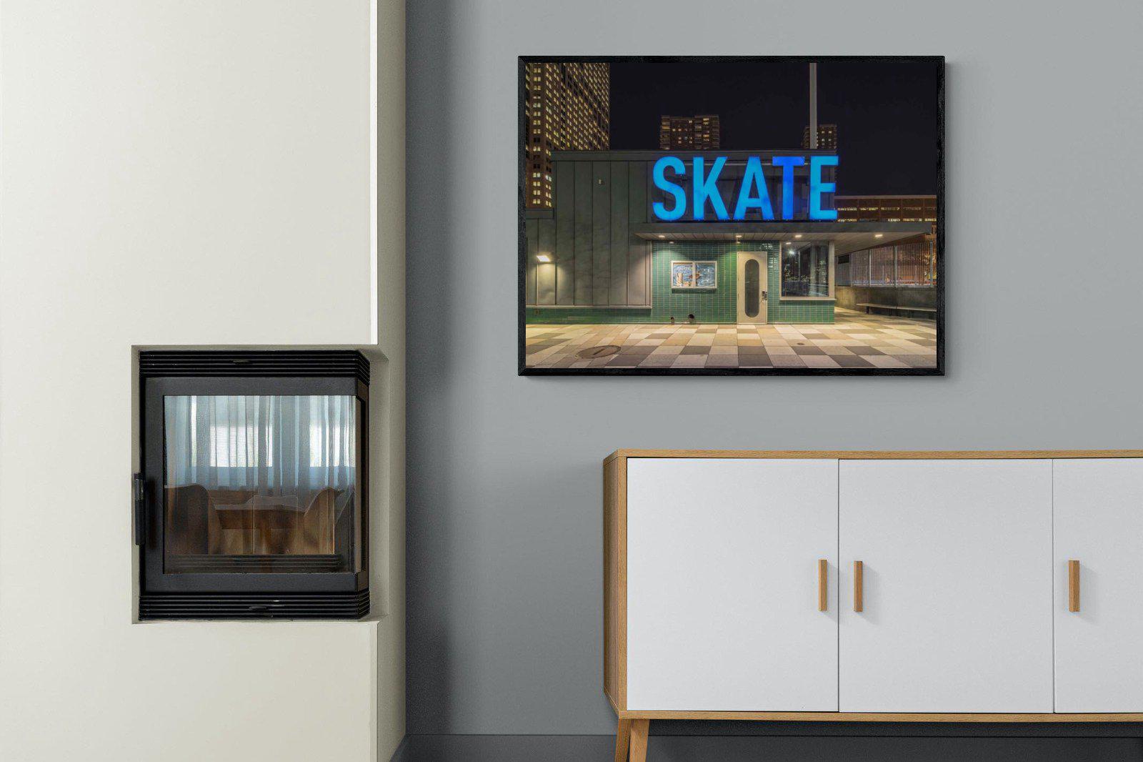 Skate-Wall_Art-100 x 75cm-Mounted Canvas-Black-Pixalot