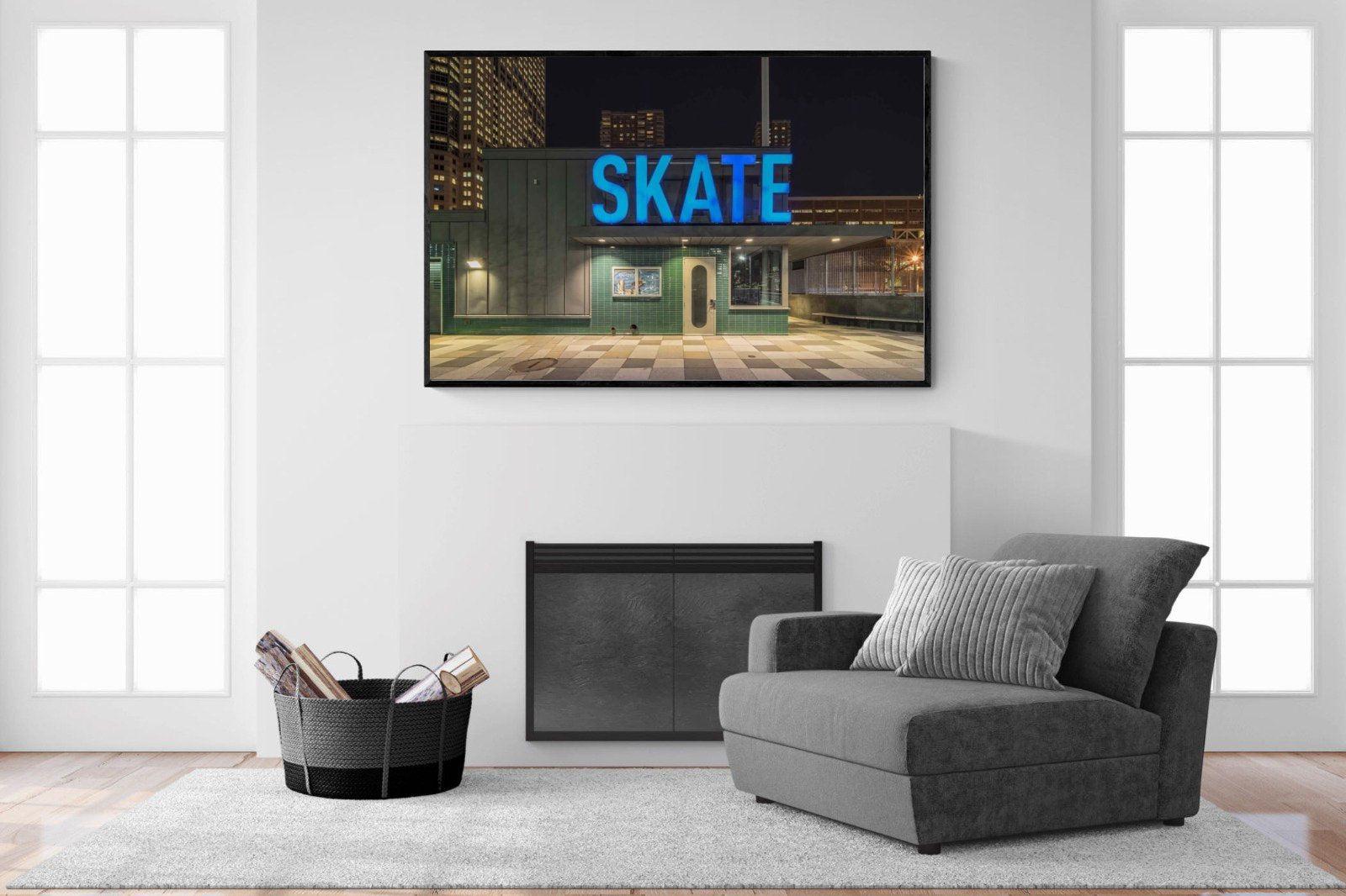 Skate-Wall_Art-150 x 100cm-Mounted Canvas-Black-Pixalot
