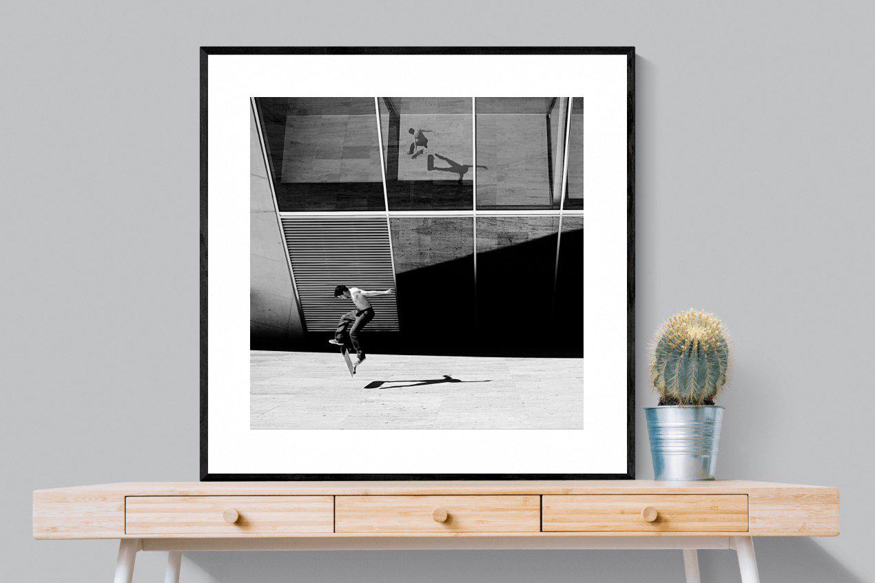 Skater-Wall_Art-100 x 100cm-Framed Print-Black-Pixalot