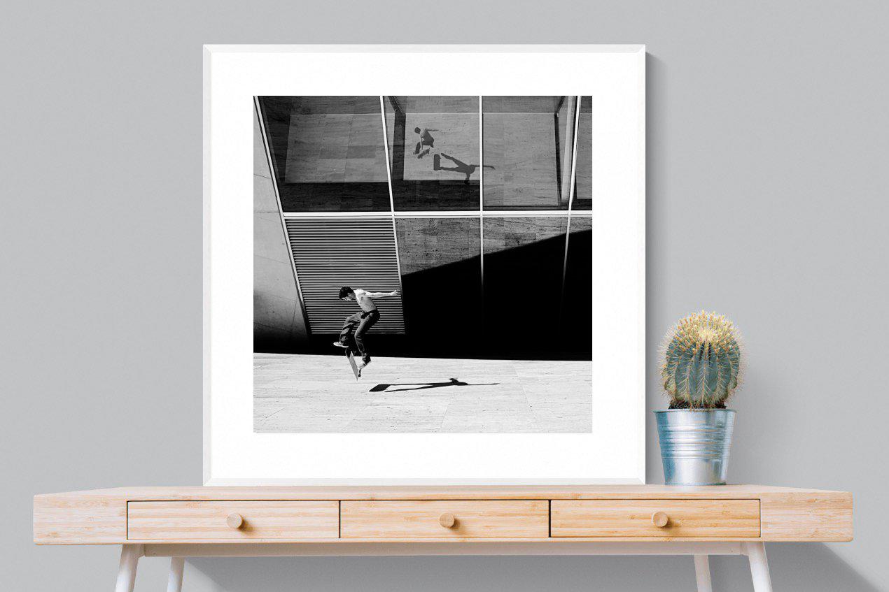 Skater-Wall_Art-100 x 100cm-Framed Print-White-Pixalot
