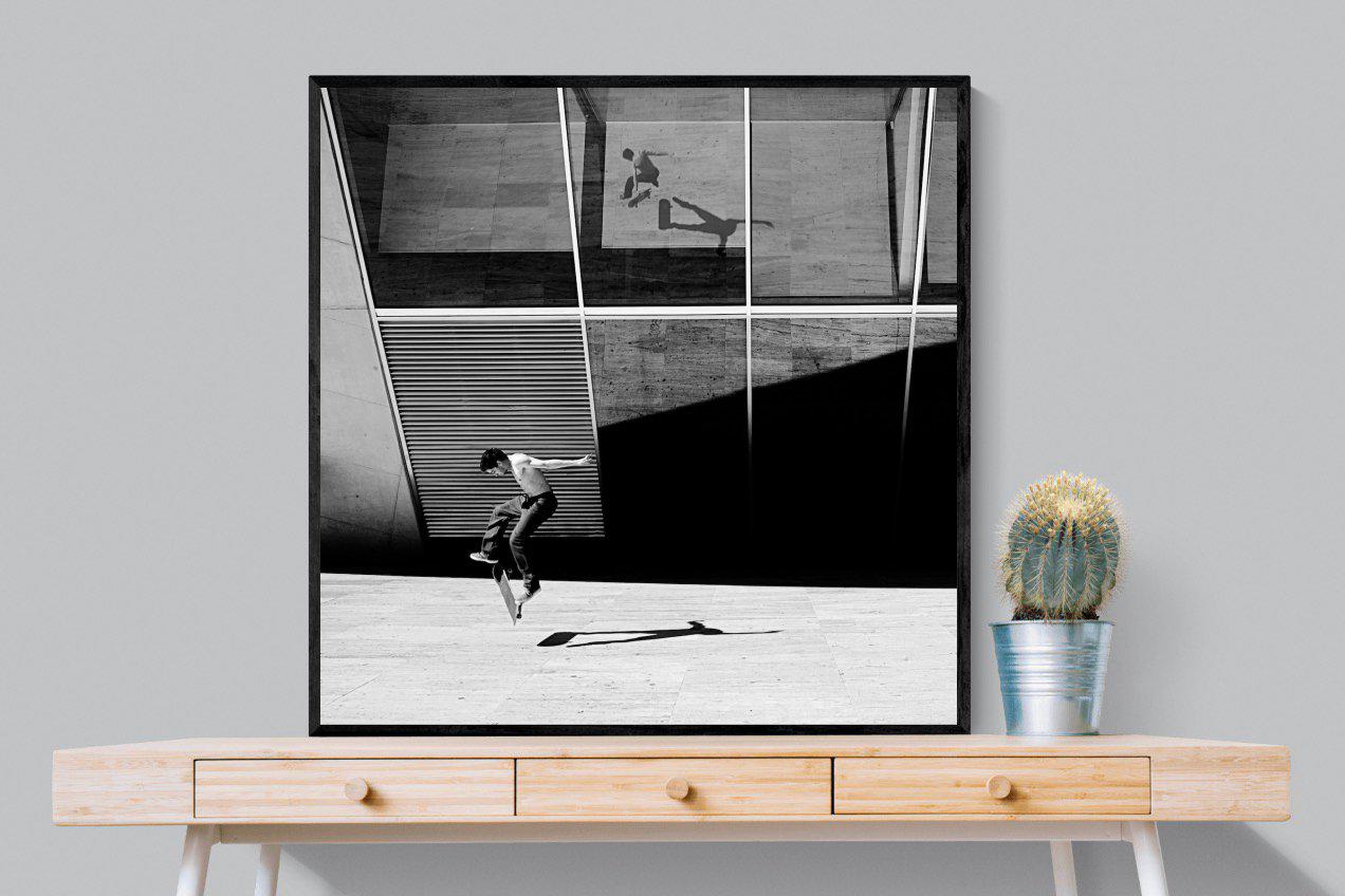 Skater-Wall_Art-100 x 100cm-Mounted Canvas-Black-Pixalot