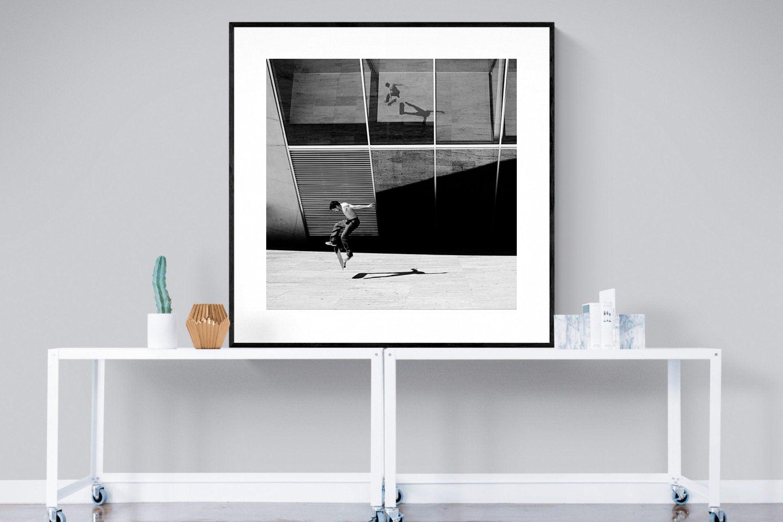 Skater-Wall_Art-120 x 120cm-Framed Print-Black-Pixalot