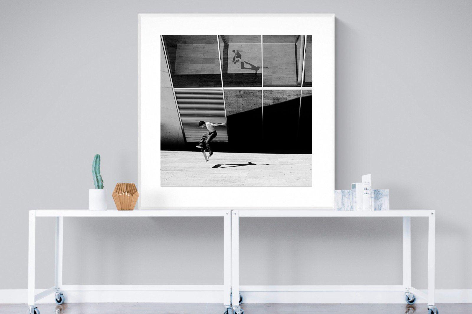 Skater-Wall_Art-120 x 120cm-Framed Print-White-Pixalot