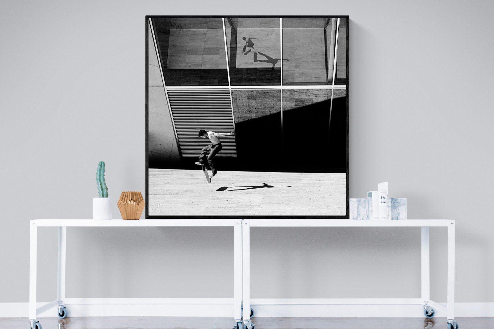 Skater-Wall_Art-120 x 120cm-Mounted Canvas-Black-Pixalot