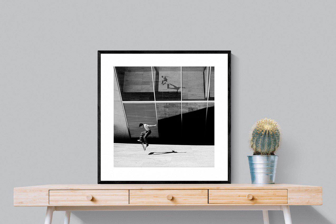 Skater-Wall_Art-80 x 80cm-Framed Print-Black-Pixalot