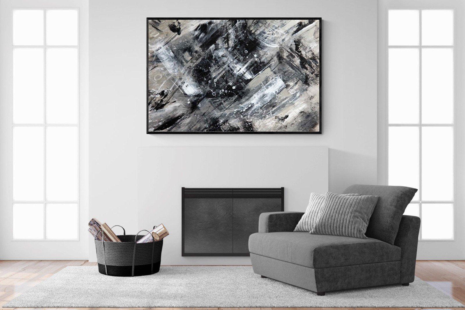 Slap Dash-Wall_Art-150 x 100cm-Mounted Canvas-Black-Pixalot