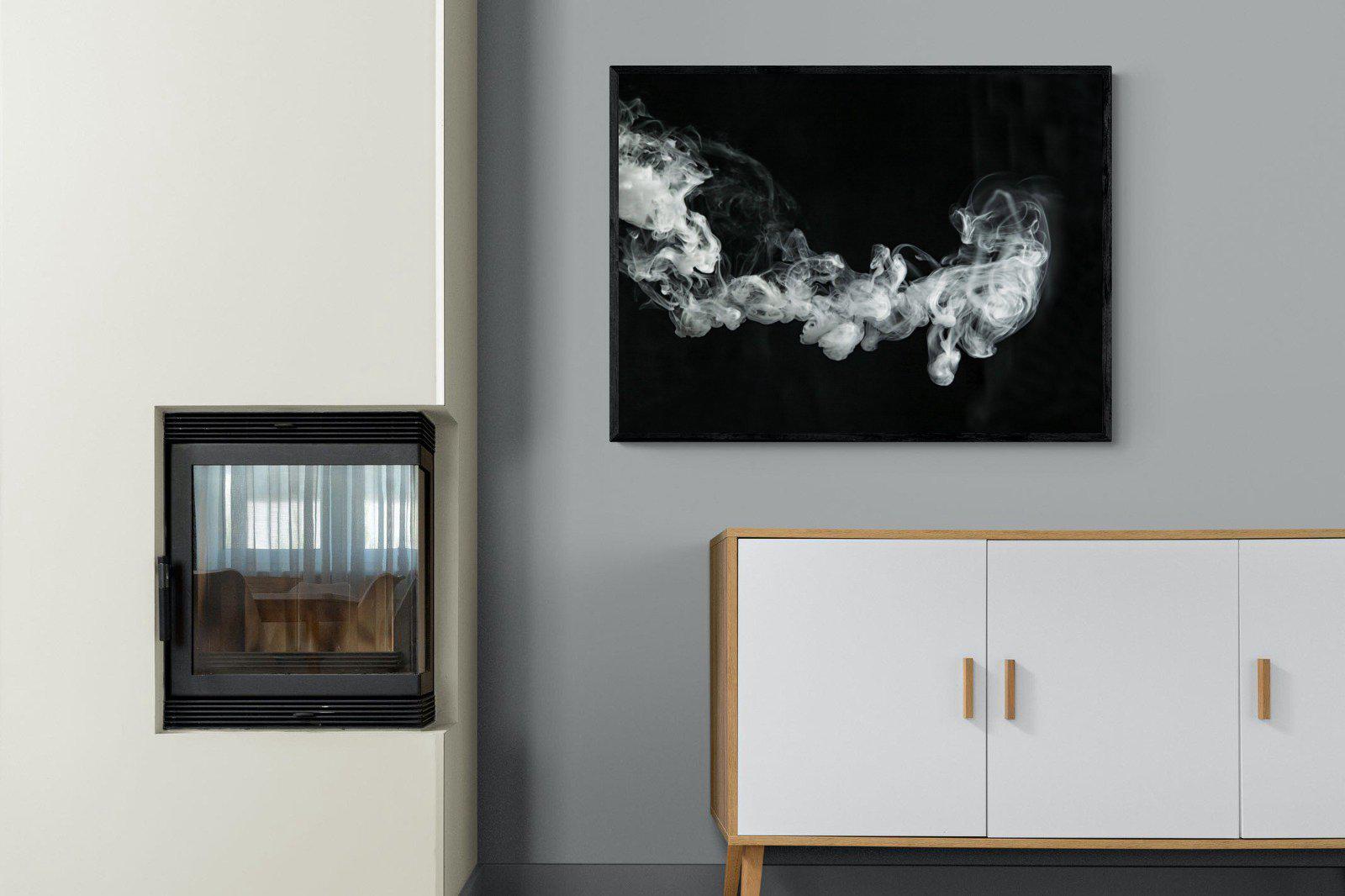 Smoke-Wall_Art-100 x 75cm-Mounted Canvas-Black-Pixalot