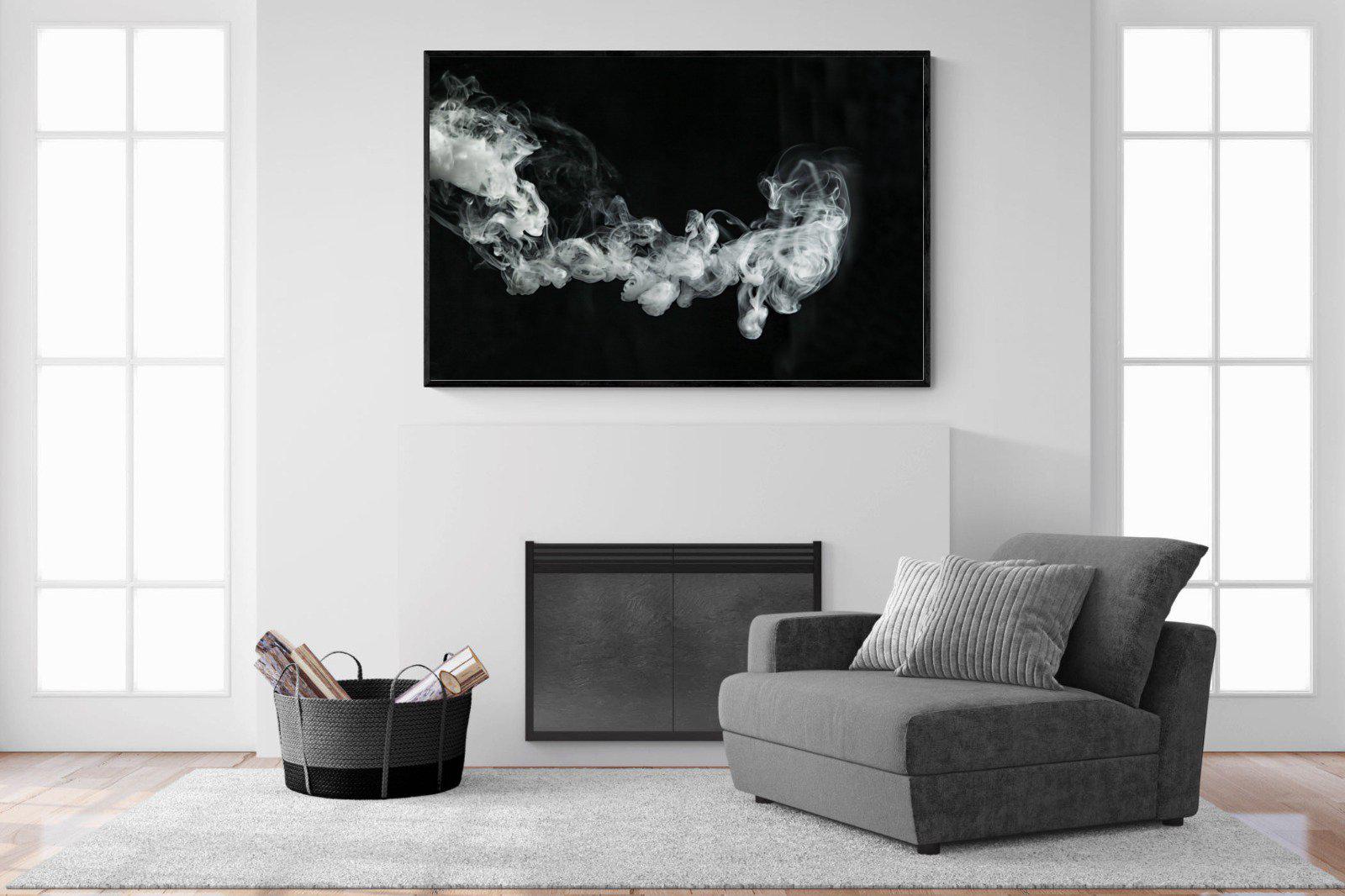 Smoke-Wall_Art-150 x 100cm-Mounted Canvas-Black-Pixalot