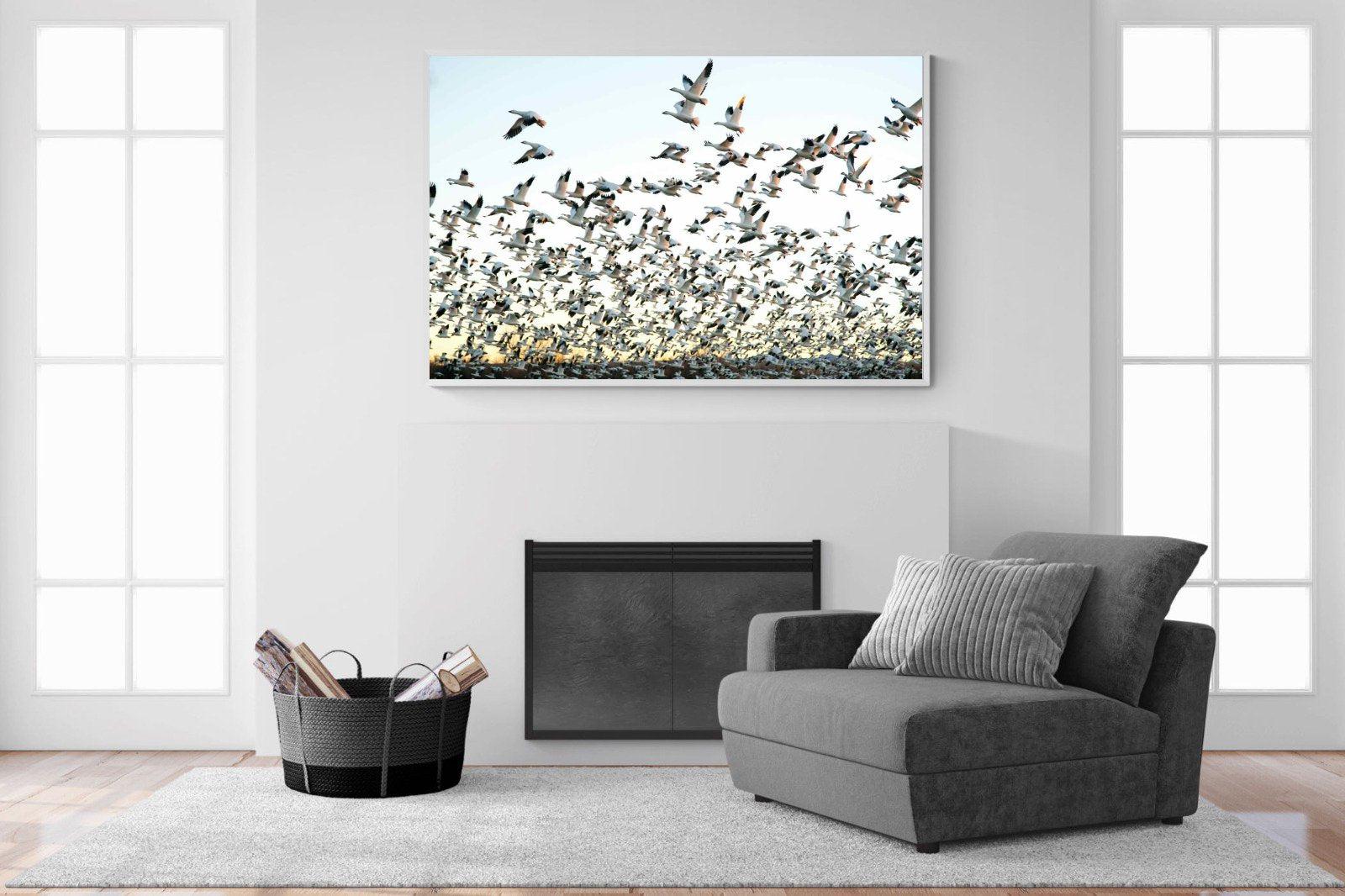 Snow Geese-Wall_Art-150 x 100cm-Mounted Canvas-White-Pixalot