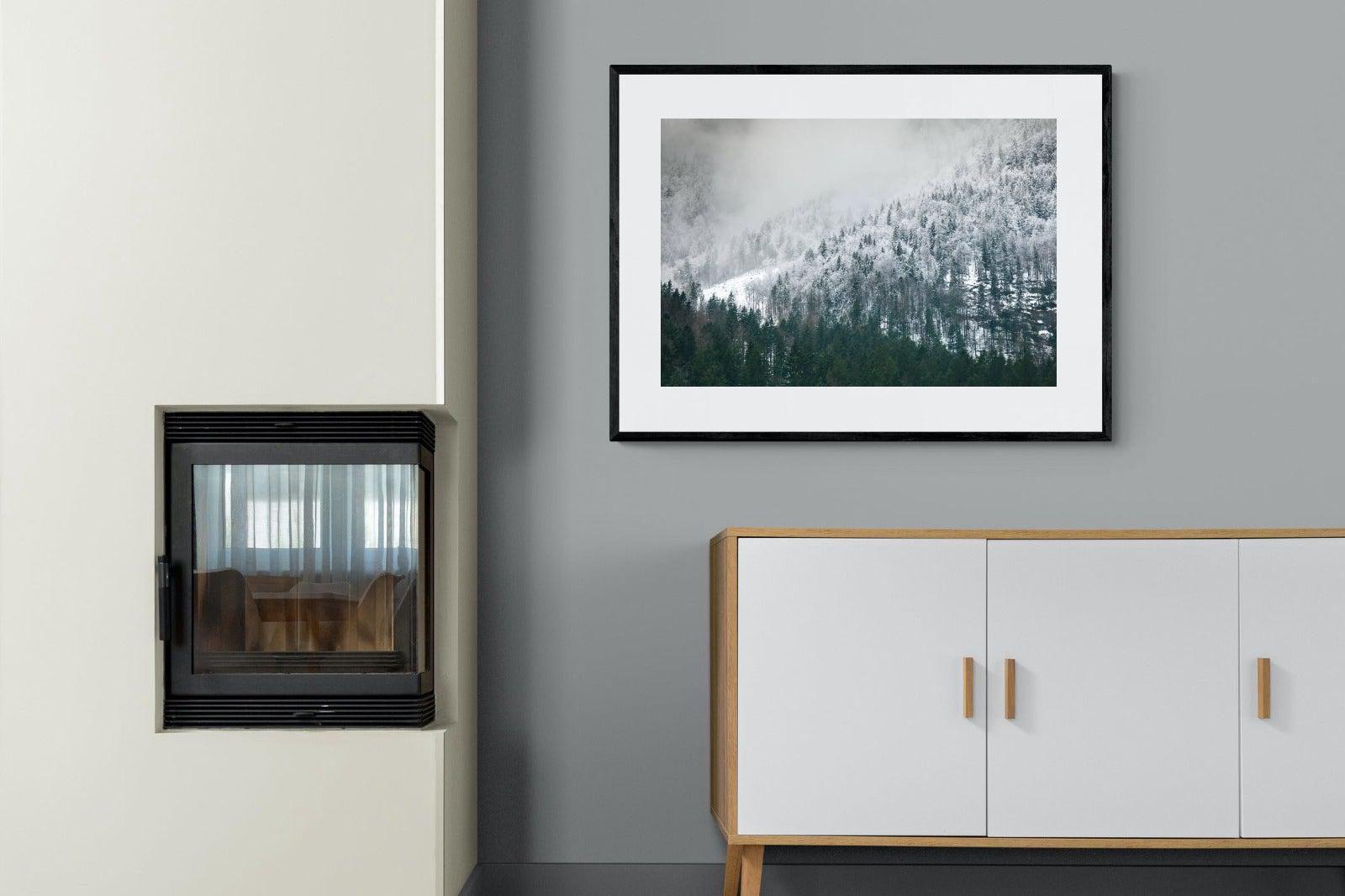 Snowy Alps-Wall_Art-100 x 75cm-Framed Print-Black-Pixalot