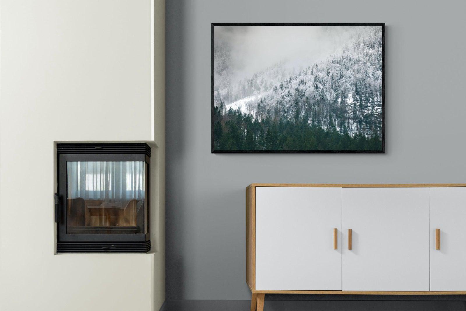 Snowy Alps-Wall_Art-100 x 75cm-Mounted Canvas-Black-Pixalot
