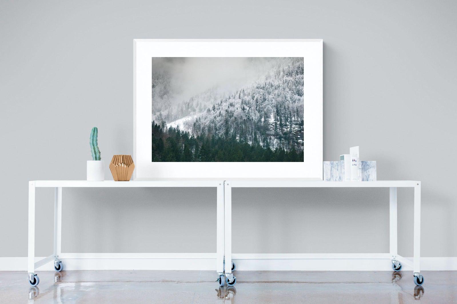Snowy Alps-Wall_Art-120 x 90cm-Framed Print-White-Pixalot