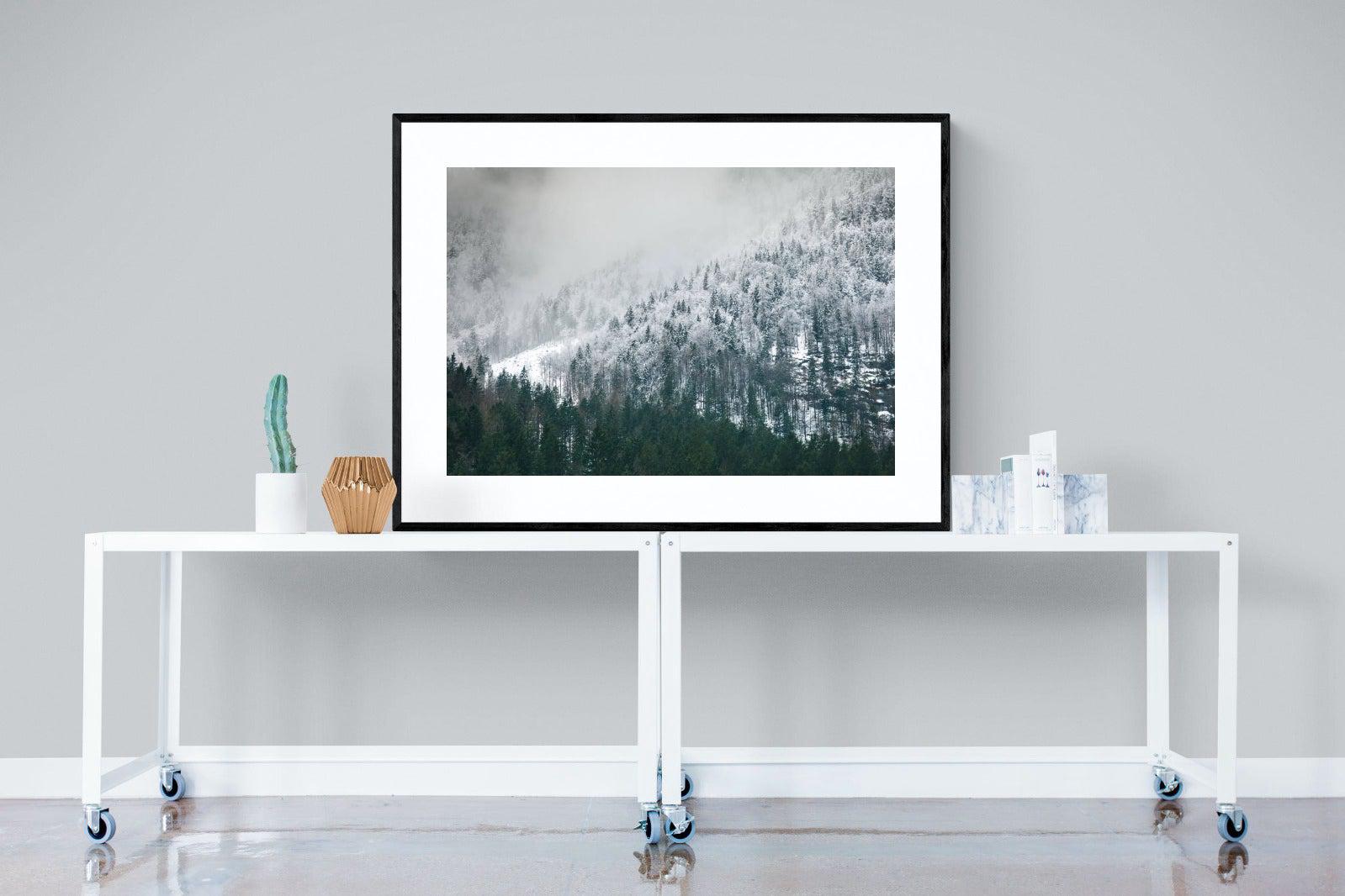 Snowy Alps-Wall_Art-120 x 90cm-Framed Print-Black-Pixalot