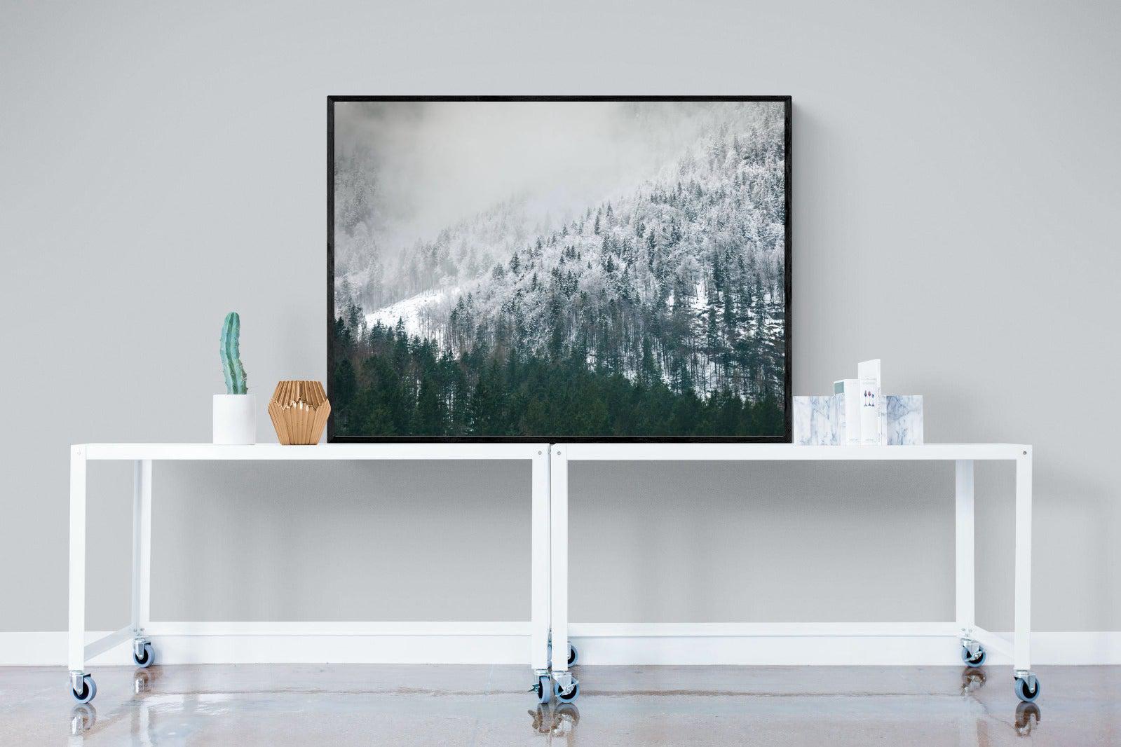 Snowy Alps-Wall_Art-120 x 90cm-Mounted Canvas-Black-Pixalot