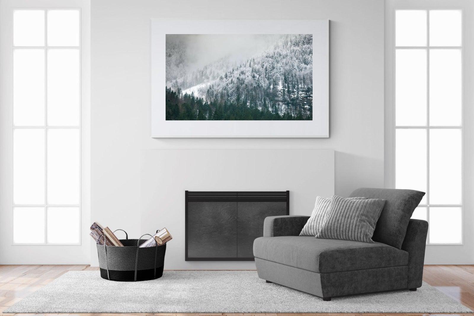 Snowy Alps-Wall_Art-150 x 100cm-Framed Print-White-Pixalot