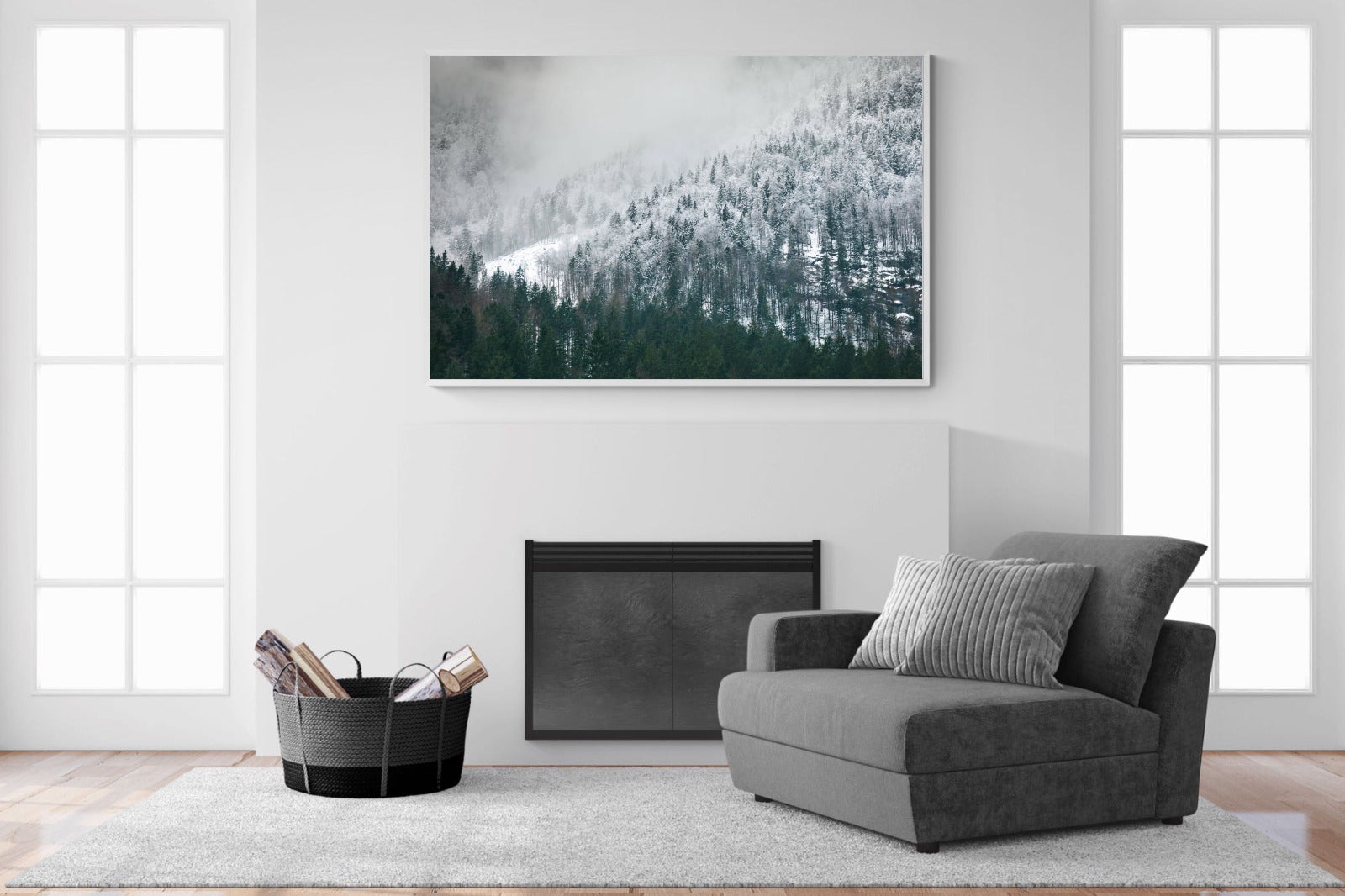 Snowy Alps-Wall_Art-150 x 100cm-Mounted Canvas-White-Pixalot