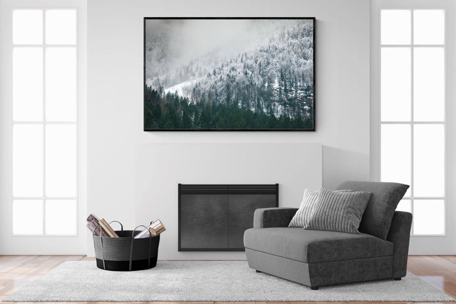 Snowy Alps-Wall_Art-150 x 100cm-Mounted Canvas-Black-Pixalot