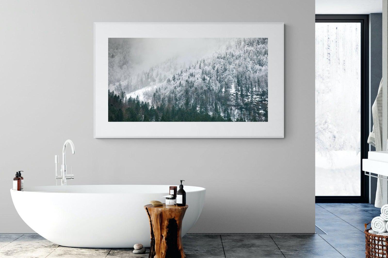Snowy Alps-Wall_Art-180 x 110cm-Framed Print-White-Pixalot
