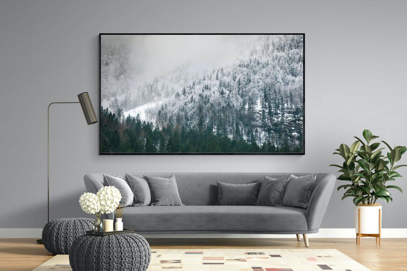 Snowy Alps-Wall_Art-220 x 130cm-Mounted Canvas-Black-Pixalot