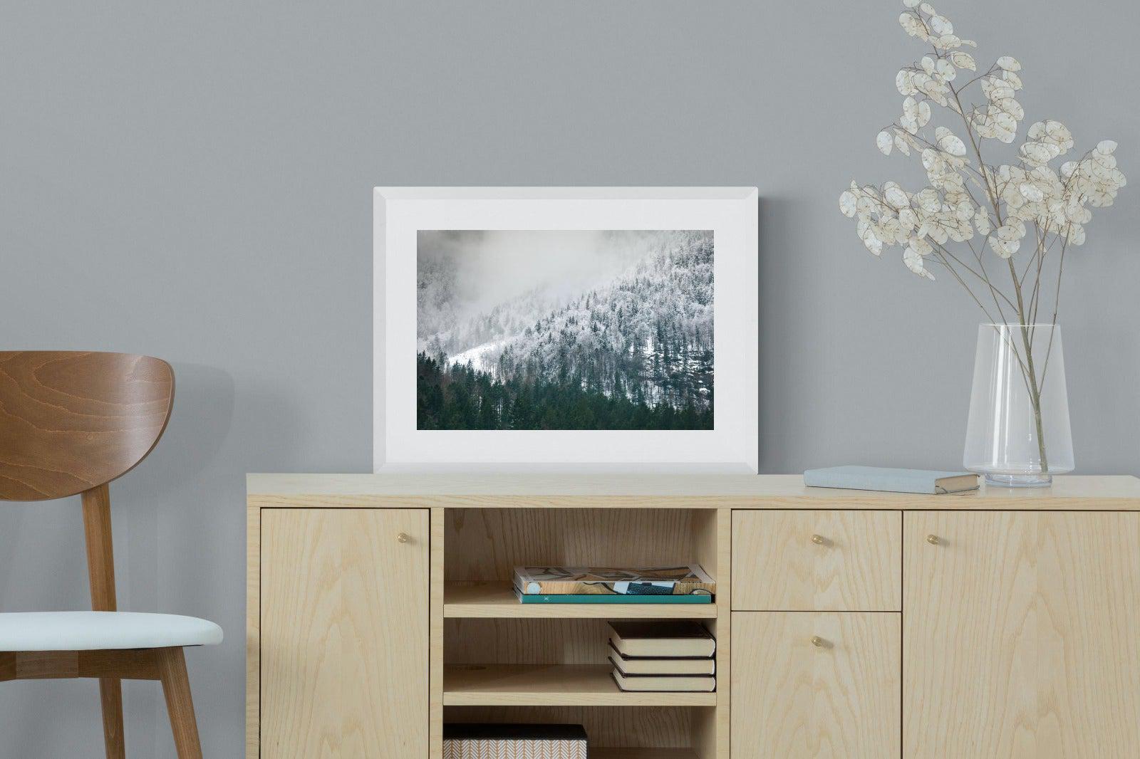 Snowy Alps-Wall_Art-60 x 45cm-Framed Print-White-Pixalot