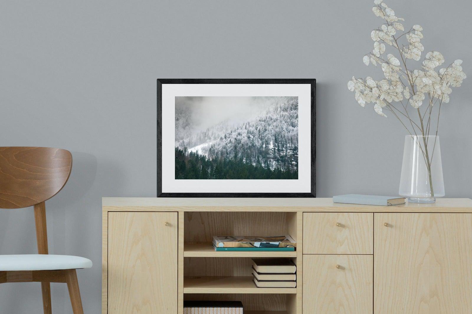 Snowy Alps-Wall_Art-60 x 45cm-Framed Print-Black-Pixalot
