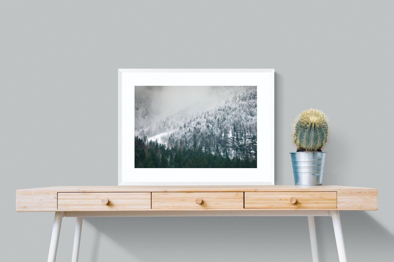 Snowy Alps-Wall_Art-80 x 60cm-Framed Print-White-Pixalot