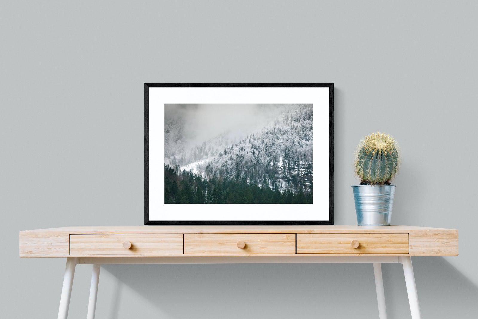 Snowy Alps-Wall_Art-80 x 60cm-Framed Print-Black-Pixalot