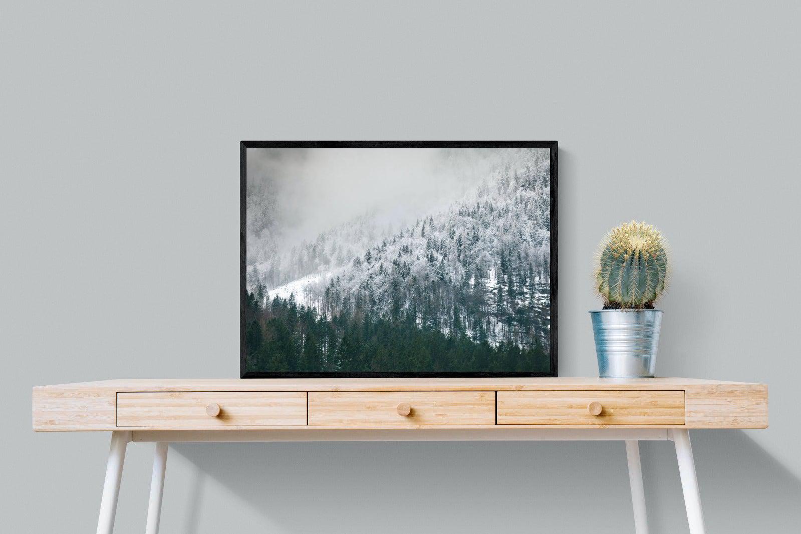 Snowy Alps-Wall_Art-80 x 60cm-Mounted Canvas-Black-Pixalot