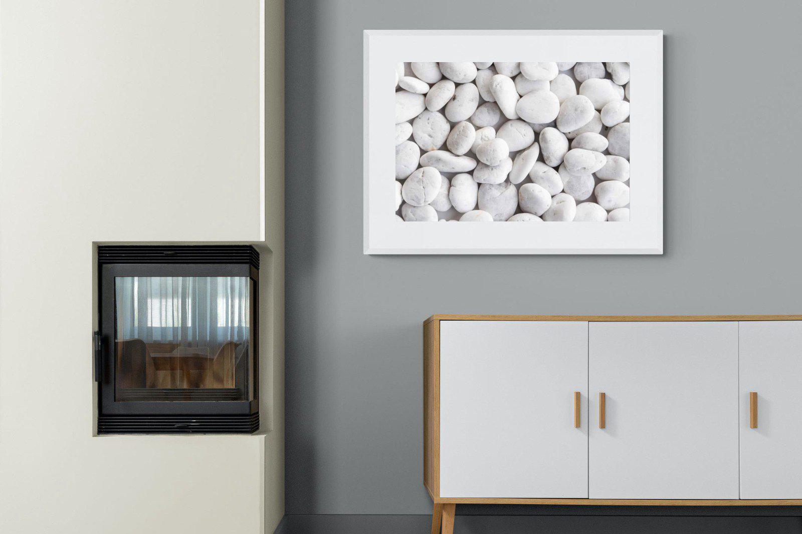 Snowy Stones-Wall_Art-100 x 75cm-Framed Print-White-Pixalot
