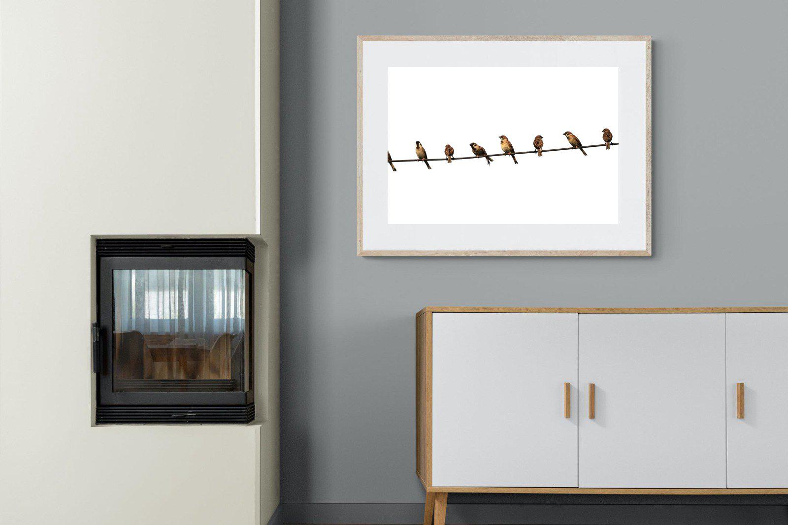 Sparrows-Wall_Art-100 x 75cm-Framed Print-Wood-Pixalot