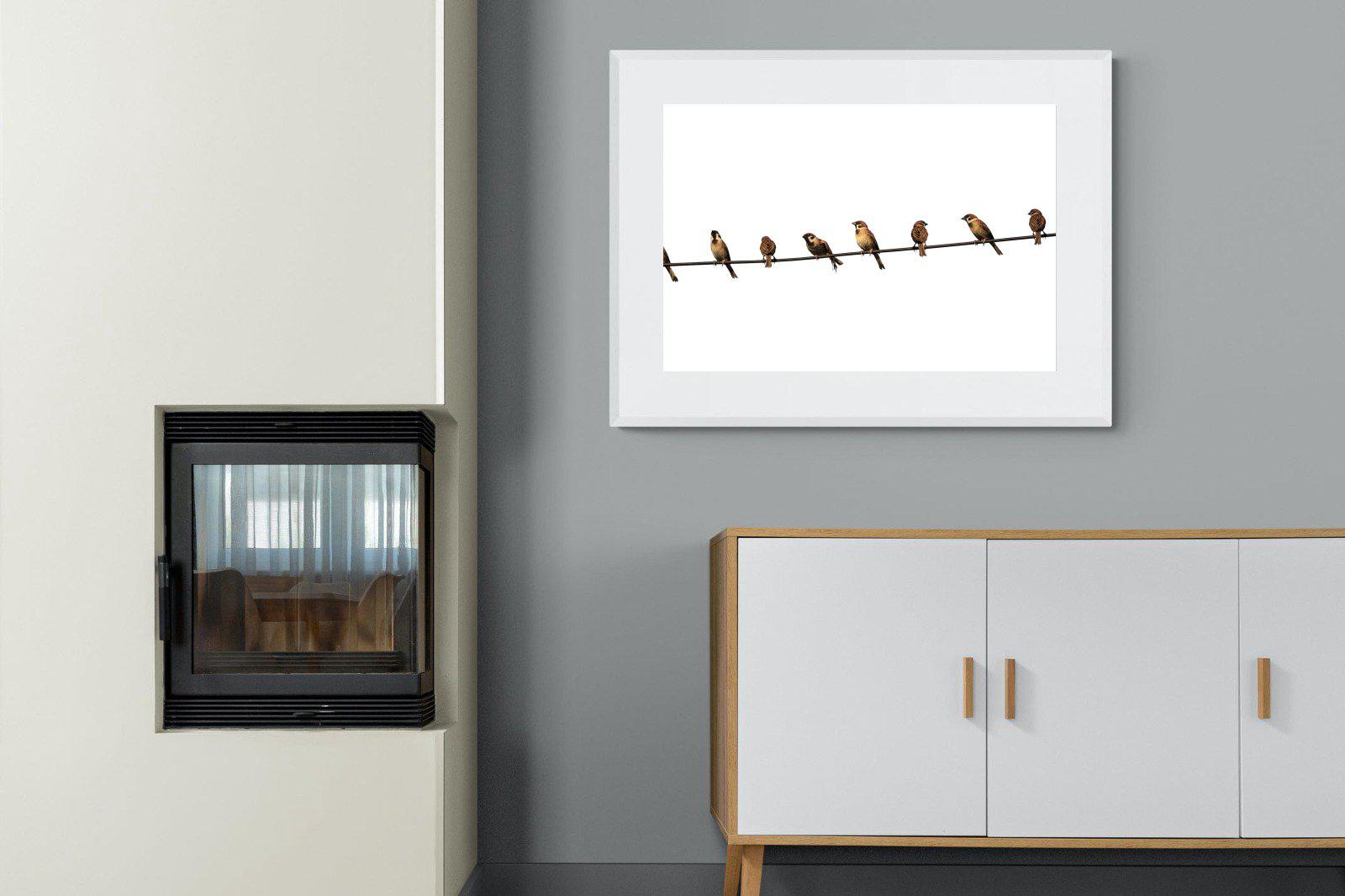 Sparrows-Wall_Art-100 x 75cm-Framed Print-White-Pixalot