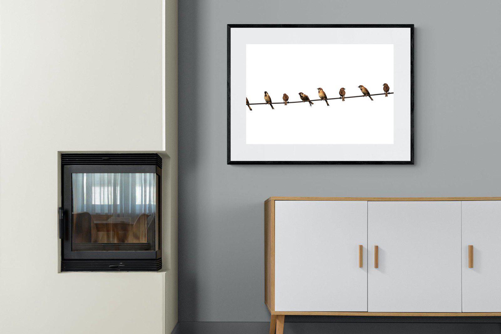 Sparrows-Wall_Art-100 x 75cm-Framed Print-Black-Pixalot