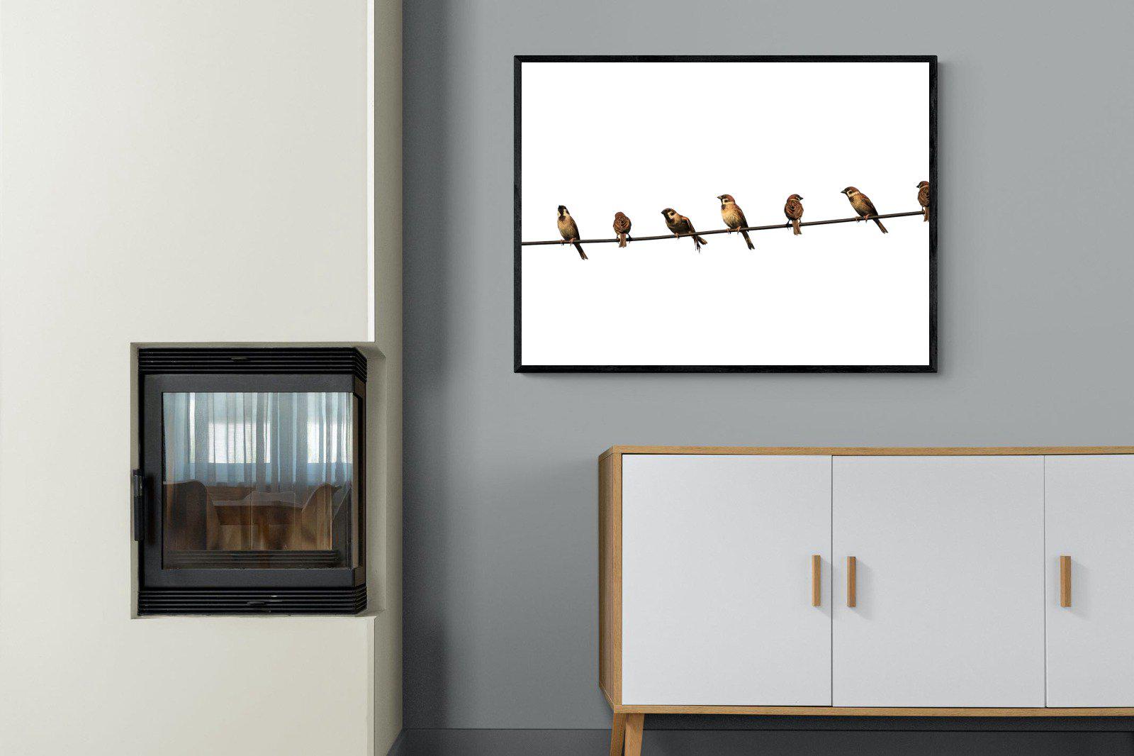 Sparrows-Wall_Art-100 x 75cm-Mounted Canvas-Black-Pixalot