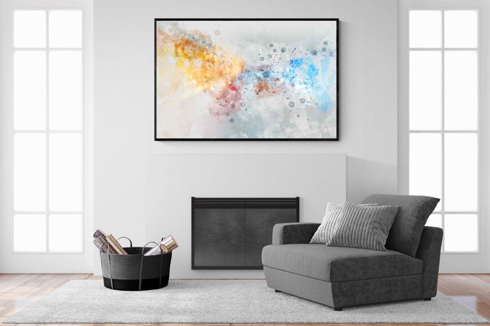 Splatter-Wall_Art-150 x 100cm-Mounted Canvas-Black-Pixalot
