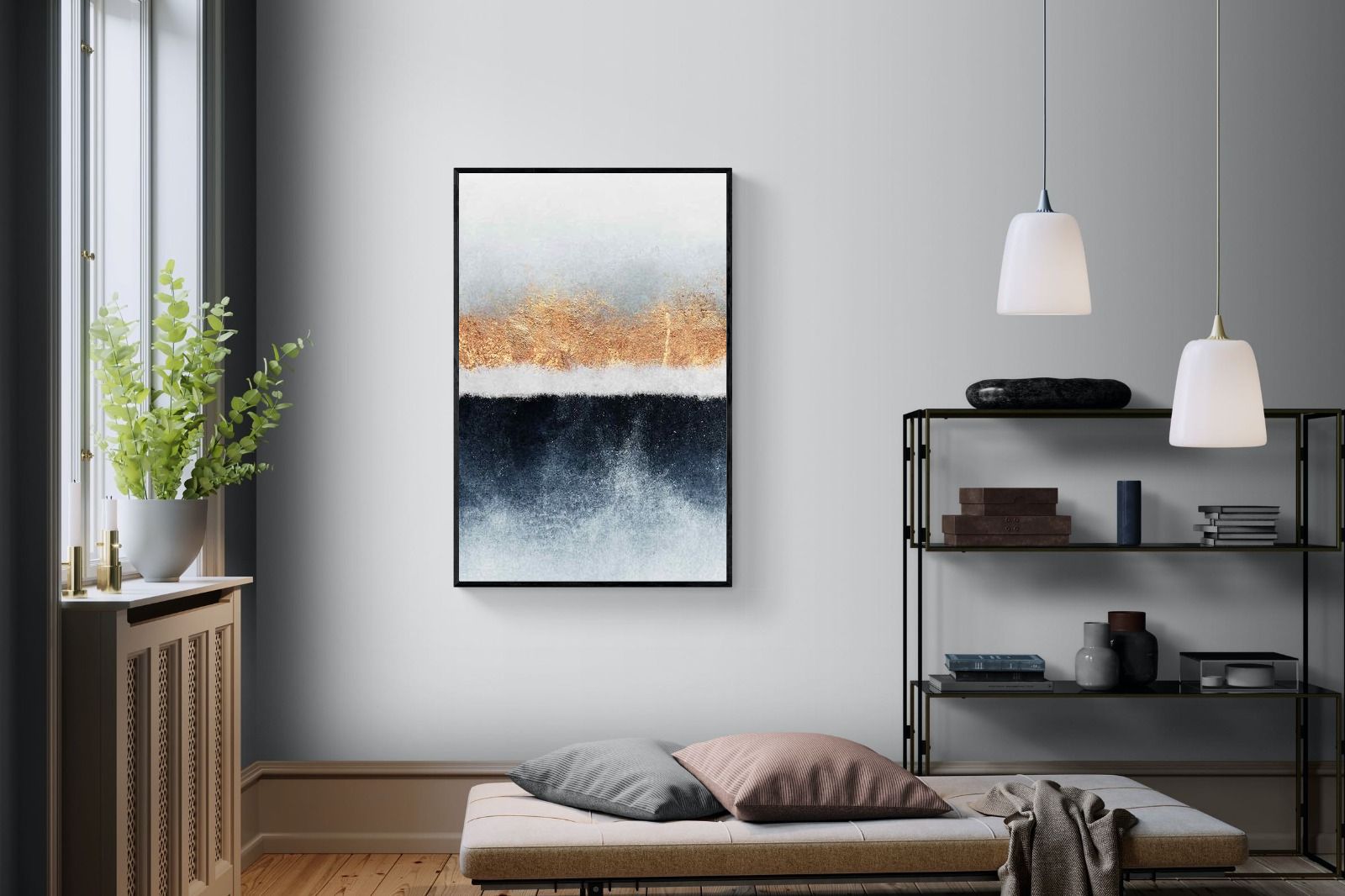 Split Horizon-Wall_Art-100 x 150cm-Mounted Canvas-Black-Pixalot