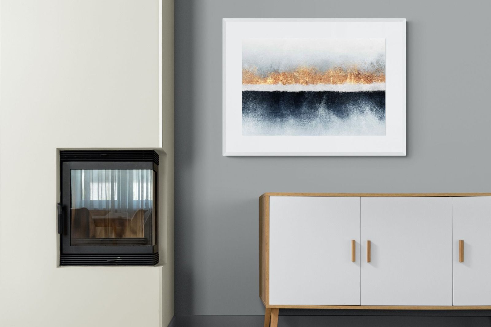 Split Horizon-Wall_Art-100 x 75cm-Framed Print-White-Pixalot